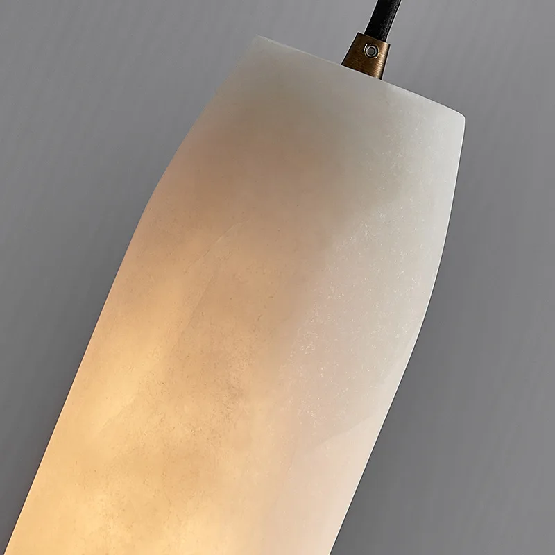 1 шт. Роскошный подвесной светильник из испанского натурального мрамора для прикроватной тумбочки в спальне, длинная подвесная линия, Маленькая светодиодная люстра E27, подвесные светильники Изображение 1