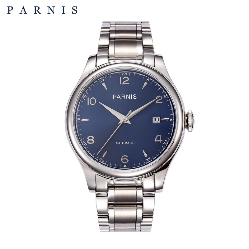 Новые модные механические часы Parnis с белым циферблатом 38 мм, автоматические часы из нержавеющей стали для мужчин, лучший бренд класса люкс relogio masculino Изображение 2