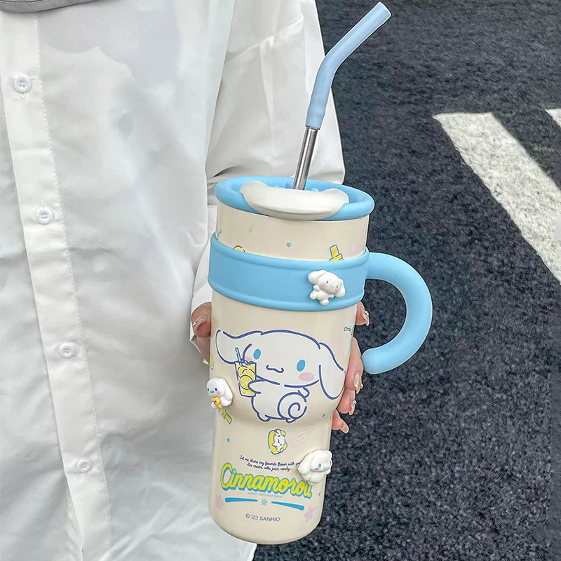 Аниме Sanrio Hellokitty Гигантская Изолированная Чашка для Девочек Высокая Красочная Соломенная Чашка Для Воды Милая Чашка Офисный Ледяной Бар Чашка Каваи Подарок 2023 Изображение 3