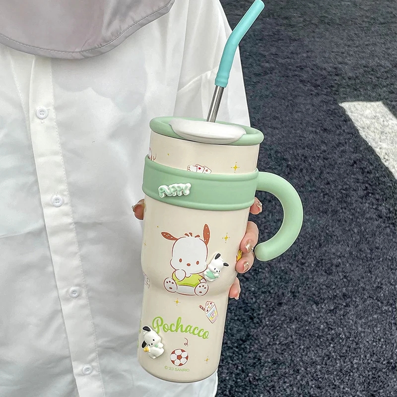 Аниме Sanrio Hellokitty Гигантская Изолированная Чашка для Девочек Высокая Красочная Соломенная Чашка Для Воды Милая Чашка Офисный Ледяной Бар Чашка Каваи Подарок 2023 Изображение 4