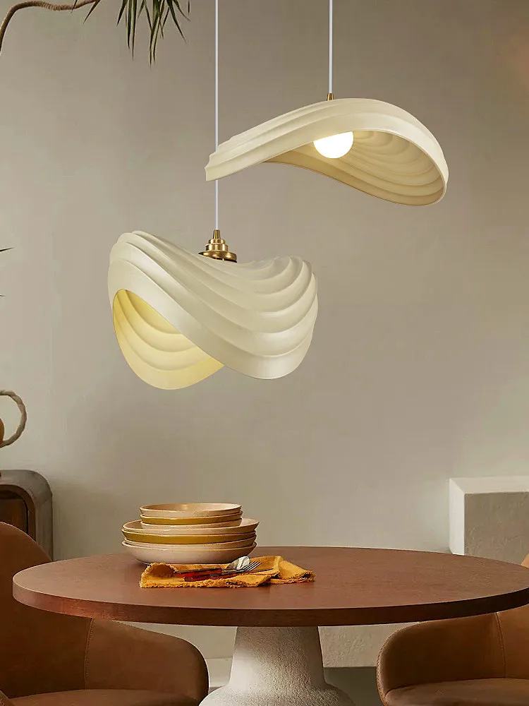 Скандинавский минималистичный стиль Wabi Sabi Cream LED Столовая Кафе Подвесной светильник Ресторан Бар Лофт Лампа для домашнего декора Лестница Люстра Изображение 1