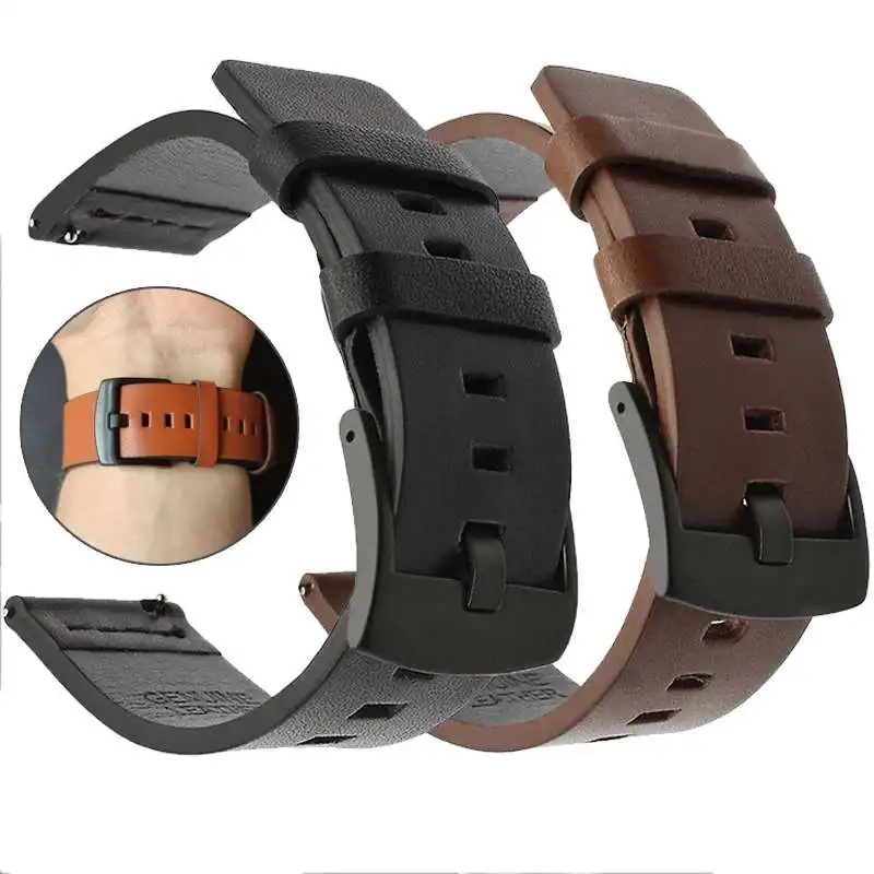 ремешок для часов 20 мм 22 мм, быстросъемный кожаный ремешок для Samsung Galaxy Watch 3 Active2 40 44 мм, ремешок для часов huawei watch gt 2 18 24 мм Изображение 0