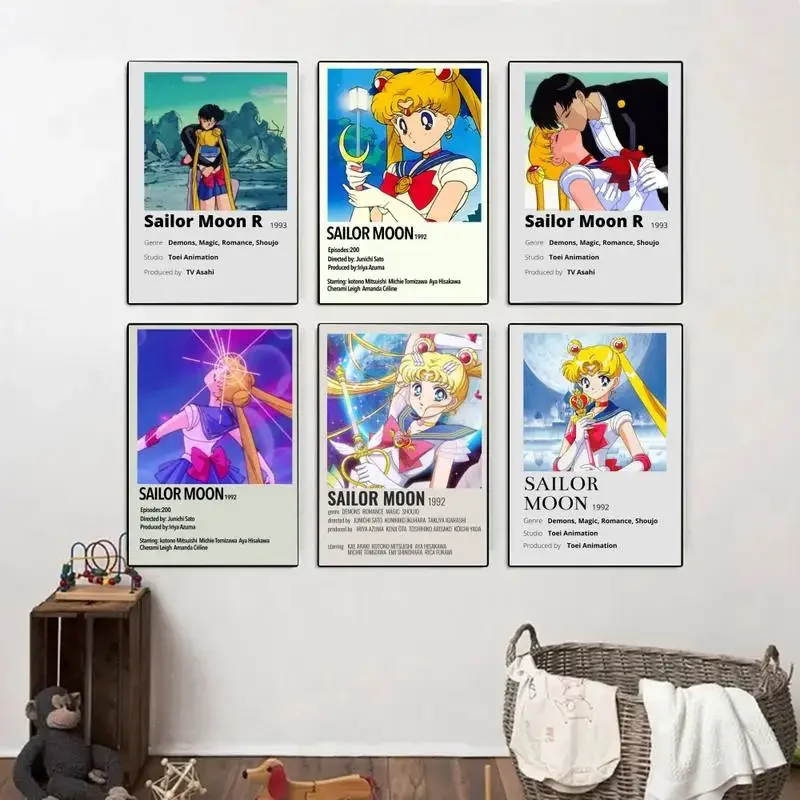Babaite Аниме Милый S-Sailor Girl M-Moons Плакаты Из Крафт-бумаги Винтажный Плакат Настенная Художественная Живопись Исследование Эстетического Искусства Небольшого Размера Изображение 0