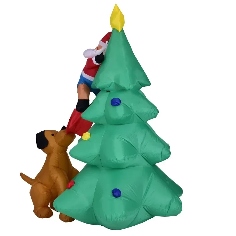 Рождественская воздушная модель 1,8 метра, надувная собака с подсветкой, Рождественская елка, старик, взбирающийся на елку, Рождественские украшения Изображение 2