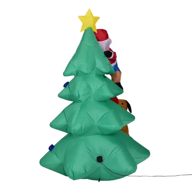 Рождественская воздушная модель 1,8 метра, надувная собака с подсветкой, Рождественская елка, старик, взбирающийся на елку, Рождественские украшения Изображение 3
