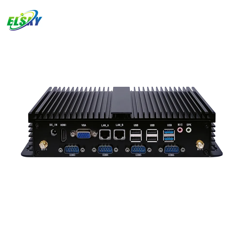 Безвентиляторный промышленный мини-пк ELSKY SPC450 с процессором Broadwell-U 5-го поколения CORE i7 5500U 2/3/4*LAN дополнительное питание Mini-PCIE 12V Изображение 2
