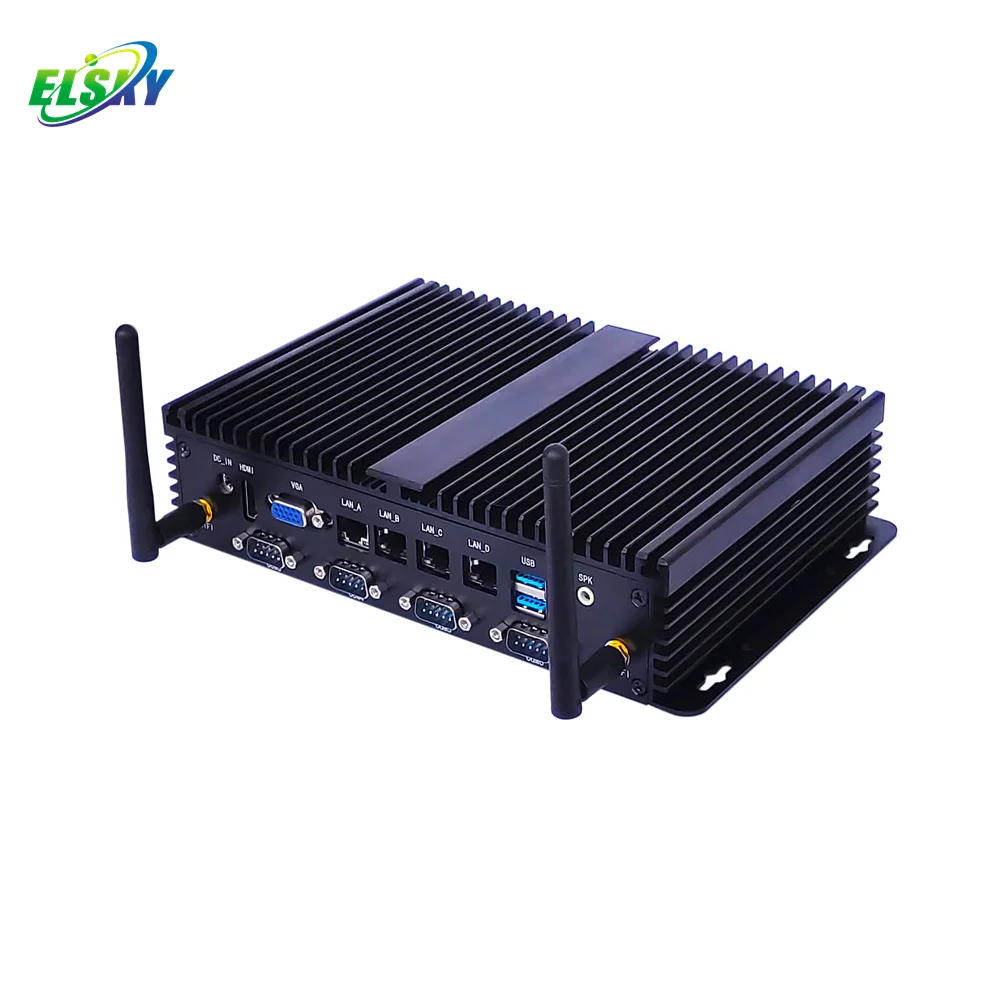 Безвентиляторный промышленный мини-пк ELSKY SPC450 с процессором Broadwell-U 5-го поколения CORE i7 5500U 2/3/4*LAN дополнительное питание Mini-PCIE 12V Изображение 4