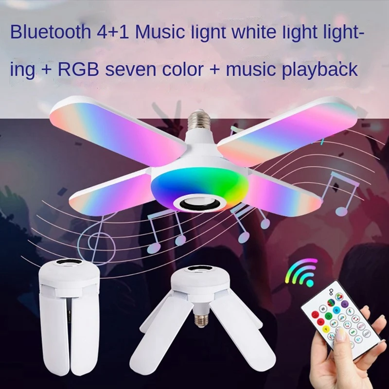 E27 50 Вт RGB светодиодные потолочные светильники Домашнее освещение Bluetooth Музыкальный свет Умные потолочные светильники для спальни с дистанционным управлением Изображение 2