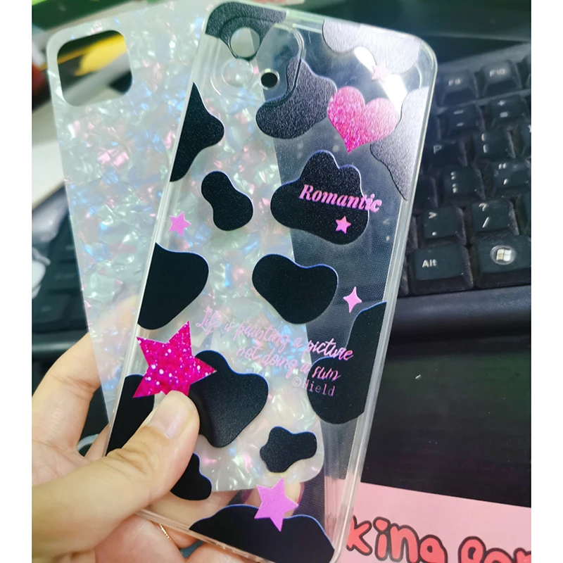 Чехол для Телефона Цвета Коровьей Кожи с Розовой Звездой Love Heart Для Redmi Note 12 8 10 11 7 9 Pro 9A 9C Xiaomi 11t 12T Pro Poco F3 X3 X5 Мягкий Чехол Изображение 5