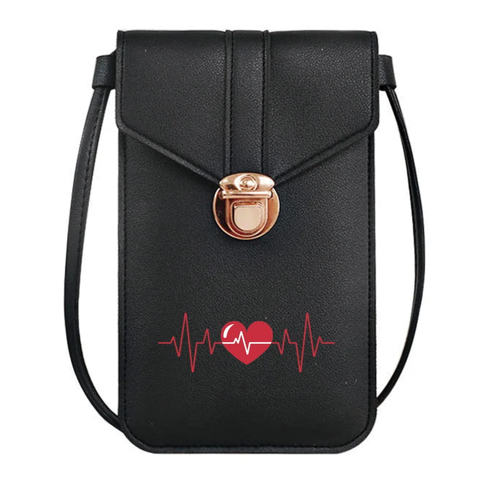 Сумки для телефонов с сенсорным экраном для iPhone Huawei Samsung Женская сумка с принтом Love RFID Противоугонная щетка Кошелек сумка через плечо Изображение 2
