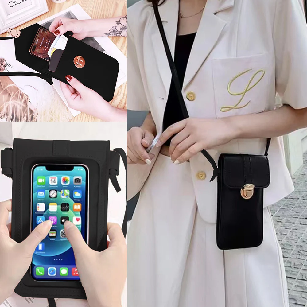 Сумки для телефонов с сенсорным экраном для iPhone Huawei Samsung Женская сумка с принтом Love RFID Противоугонная щетка Кошелек сумка через плечо Изображение 5