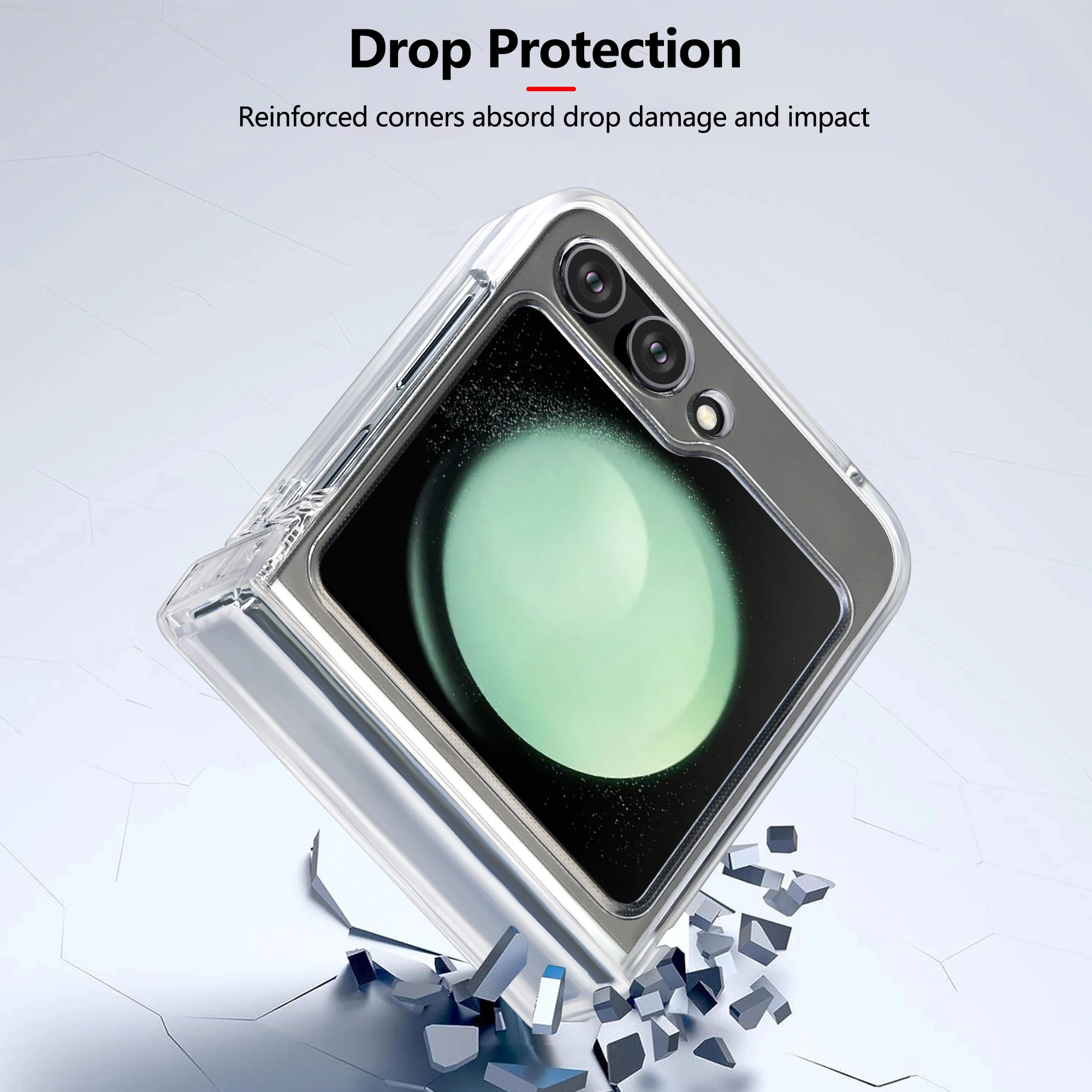 Нескользящий Шарнирный Противоударный Прозрачный Чехол для Samsung Galaxy Z Flip 5 5G Flip5 Flip3 Flip4 Flip 4 3 Откидная Крышка с защитой от Царапин Изображение 0