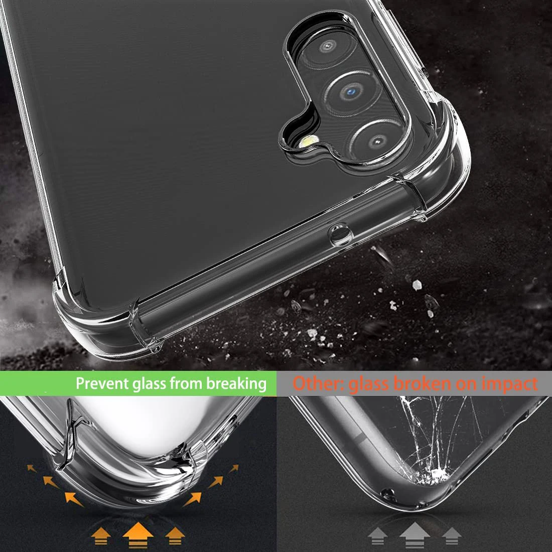 Усиленные уголки, гибкий чехол для мобильного телефона с амортизацией из ТПУ для Samsung Galaxy A14 5G, чехол с защитой экрана из 2 предметов Изображение 5