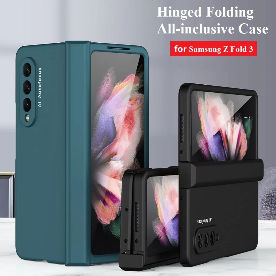 Откидное Покрытие Полный Защитный Чехол Для Телефона Samsung Galaxy Z Fold 3 Case W22 Z Fold3 Armor Slim Cover со Стеклом Переднего Экрана Изображение 0