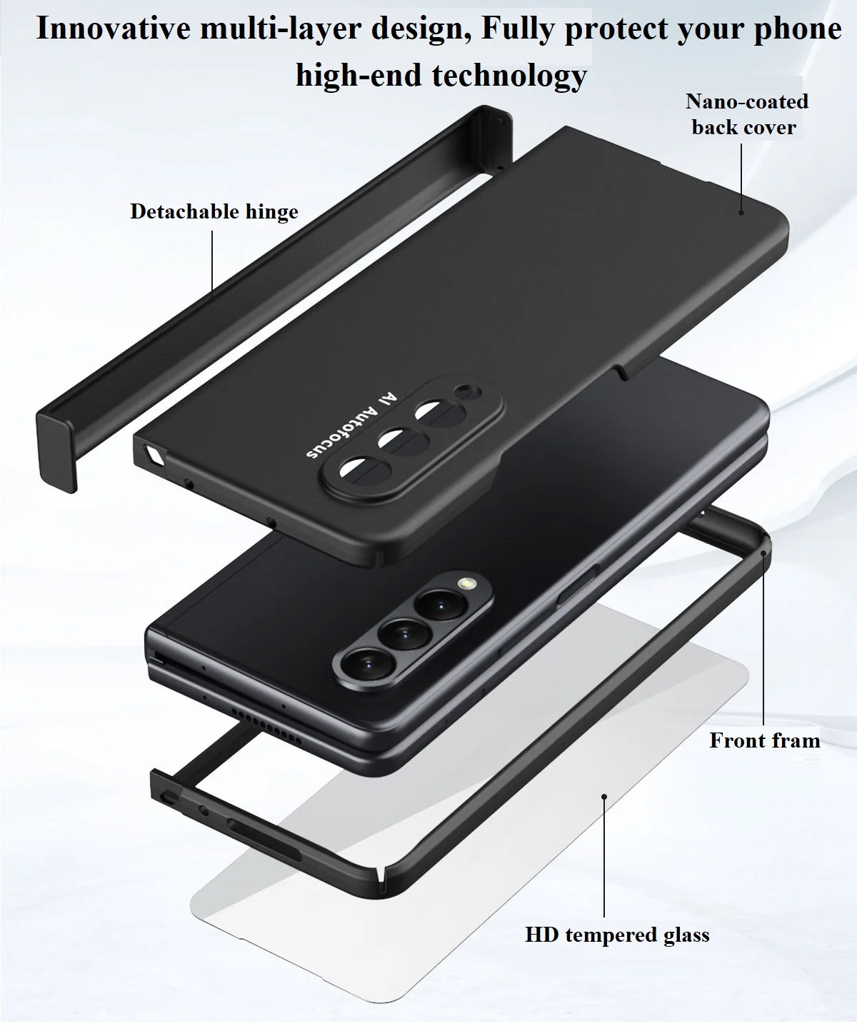 Откидное Покрытие Полный Защитный Чехол Для Телефона Samsung Galaxy Z Fold 3 Case W22 Z Fold3 Armor Slim Cover со Стеклом Переднего Экрана Изображение 2