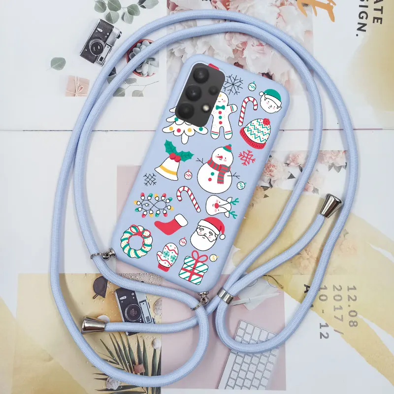 Для Samsung Galaxy A33 A32 5G 4G чехол Рождественский милый ремешок через плечо ожерелье-шнурок силиконовый чехол для Samsung A 32 33 A33 5G Изображение 5