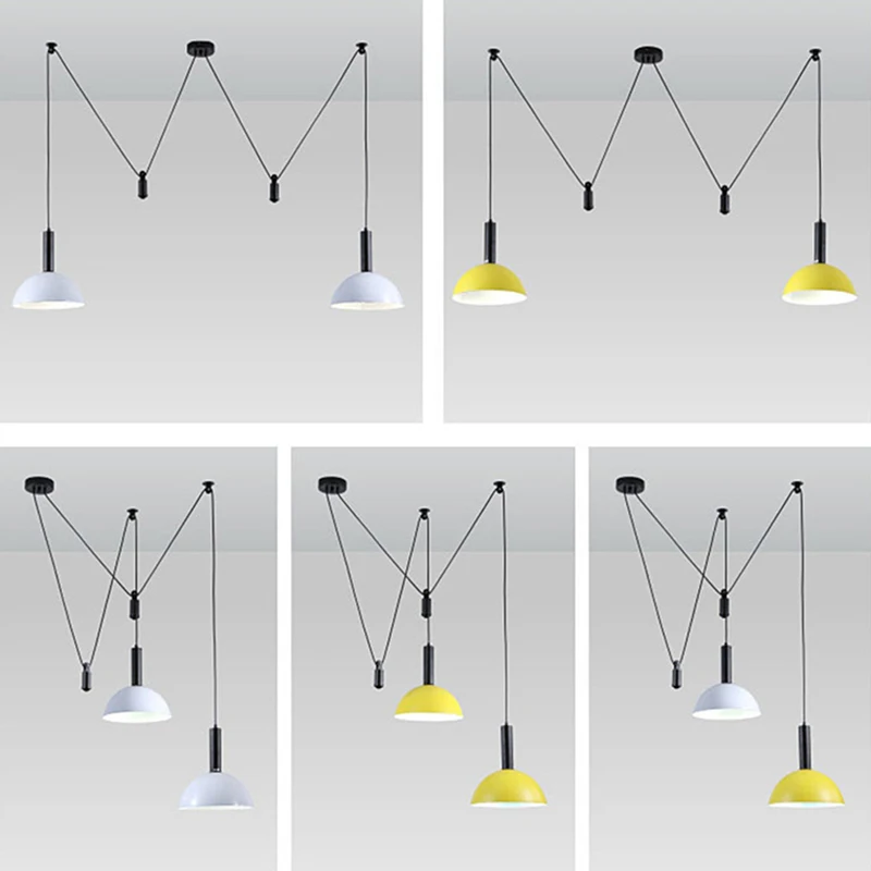 Подвесные светильники Nordic с подъемным шкивом, регулируемые по высоте, столовая, Кухонный остров, подвесные светильники в стиле лофт, декор для помещений Изображение 0